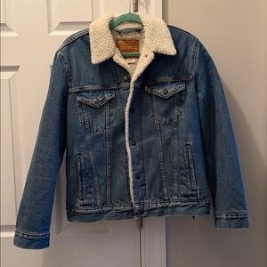 Levis Mens Denim Sherpa Trucker Jacket | M